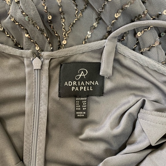 Adrianna Papell ArtDeco Beaded Blouson Gown Lead - Picture 4 of 6